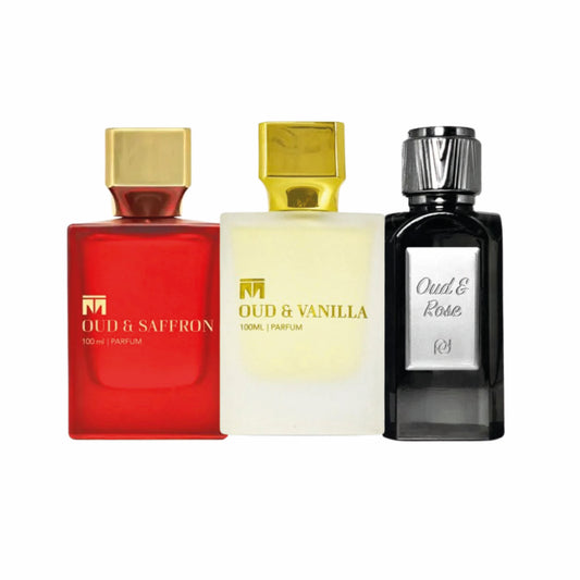 Paris 2 Dubai Oud & Rose Trio, 3 x 100ml perfumes