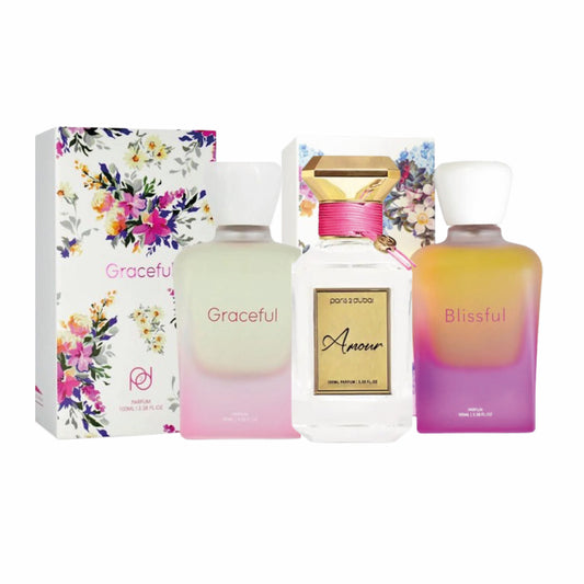 Paris 2 Dubai Floral Trio, 3 x 100ml perfumes for her